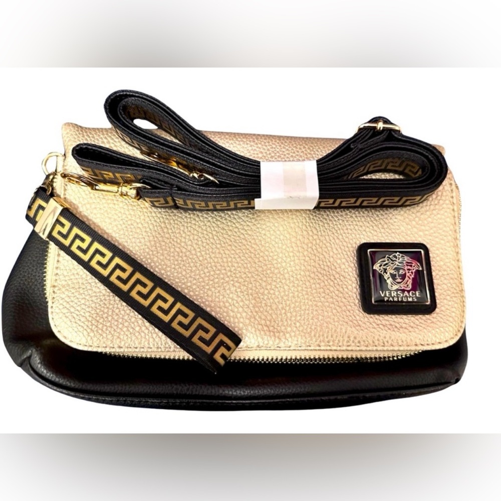 NWOT Versace Medusa Metallic Gold & Black Crossbody Bag